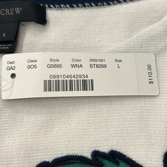 J Crew Long Sleeve Knit Boatneck Top Embroidered NWT - Picture 7 of 11